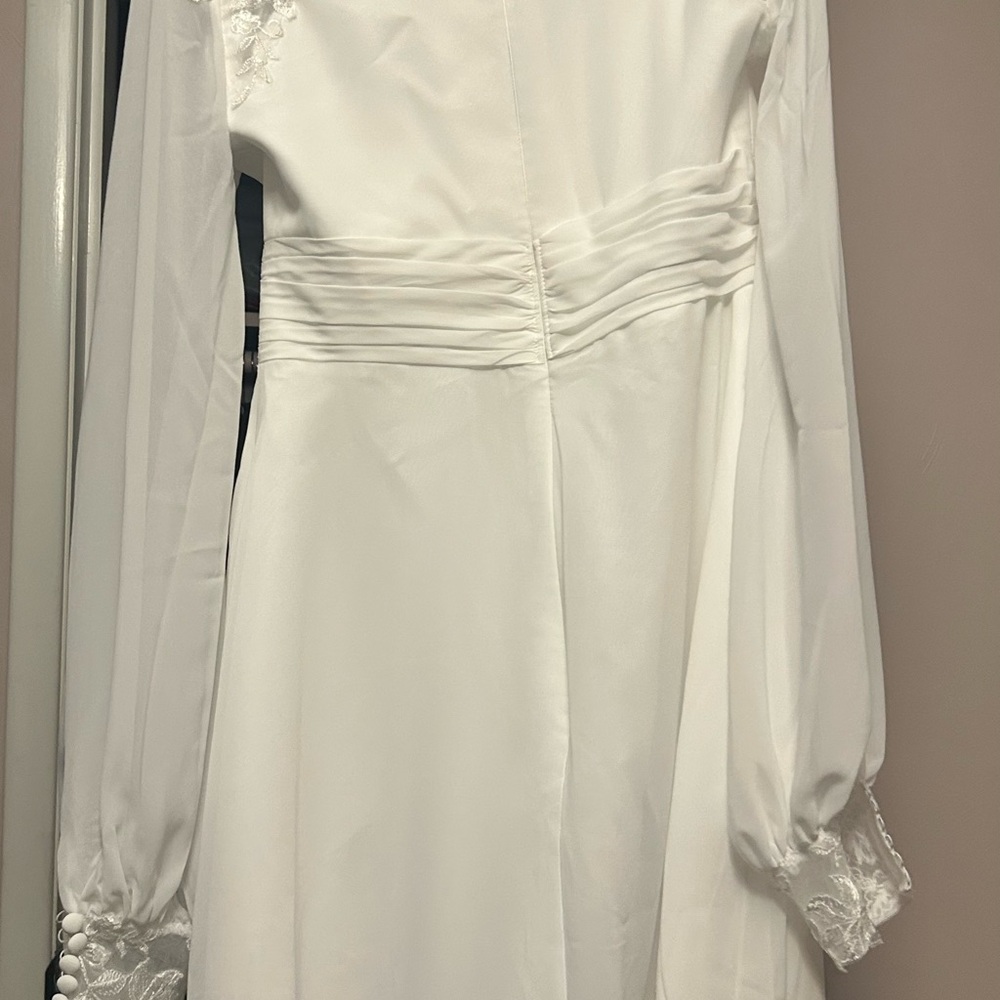 Azazie White Wedding Dress with Lace Details - Picture 2 of 5